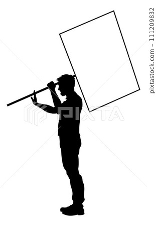 Protest Rally March Picket Sign Silhouette Person Protest Rally March Picket Sign Silhouette Person 111209832
