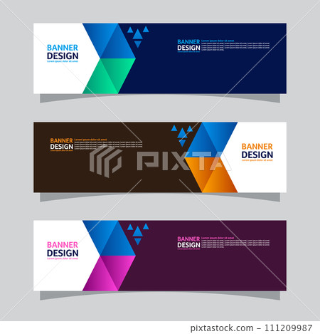Vector set of landscape banner background design concept. Web background business layout template 111209987