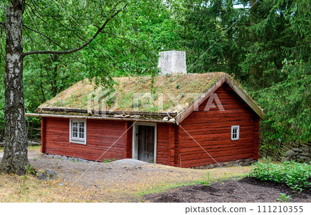 Skansen park in Stockholm, ancient swedish farm 111210355