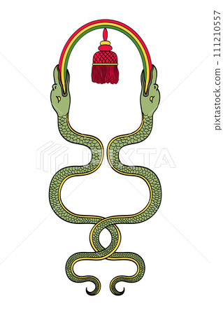 Inca imperial standard, a banner used by the sovereign during the Inca imperial period, representing imperial power. Generally depicted with a celestial arc and two snakes, that served as a crown. Inca imperial standard, a banner used by the sovereign during the Inca imperial period, representing imperial power. Generally depicted with a celestial arc and two snakes, that served as a crown. 111210557