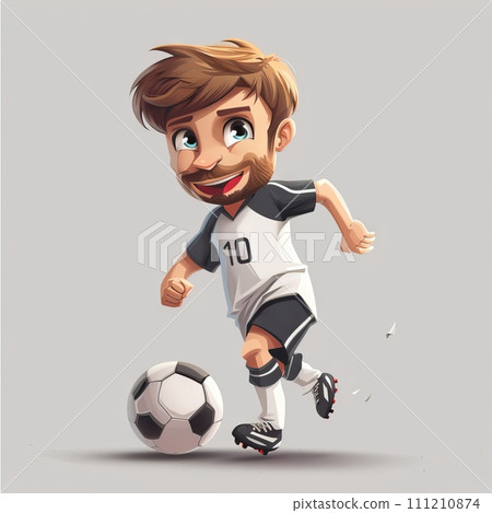 AI-generated content. Football player kicks the soccer ball ready to the match. Generative AI 111210874
