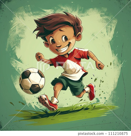 AI-generated content. Football player kicks the soccer ball ready to the match. Generative AI 111210875
