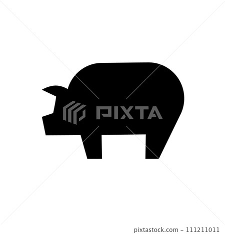 Pig silhouette illustration. Vector black glyph icon isolated on white background. 111211011