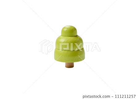 Wooden model of a tree with a green crown and trunk on a white background Wooden model of a tree with a green crown and trunk on a white background 111211257