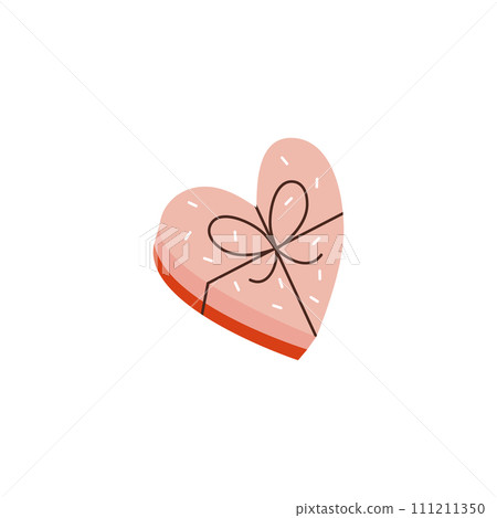 Valentines day element design. Valentine flat symbol- heart cake . Holiday of love in cute style. Stock illustration Valentines day element design. Valentine flat symbol- heart cake . Holiday of love in cute style. Stock illustration 111211350