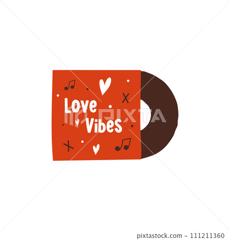 Valentines day element design. Valentine flat symbol- vinyl . Holiday of love in cute style. Stock illustration Valentines day element design. Valentine flat symbol- vinyl . Holiday of love in cute style. Stock illustration 111211360