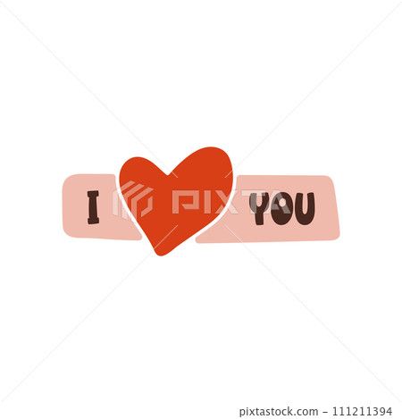 Valentines day element design. Valentine flat symbol-i love you . Holiday of love in cute style. Stock illustration 111211394