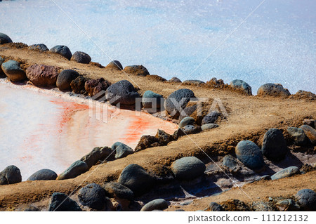 Gran Canaria, Salinas de Tenefe salt evaporation ponds, southeastern part of the island, pink color created by Dunaliella salina algae Gran Canaria, Salinas de Tenefe salt evaporation ponds, southeastern part of the island, pink color created by Dunaliella salina algae 111212132