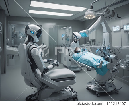 AI-generated content. Advanced Robotic Dental Equipment in Modern Clinic AI Generated 111212407