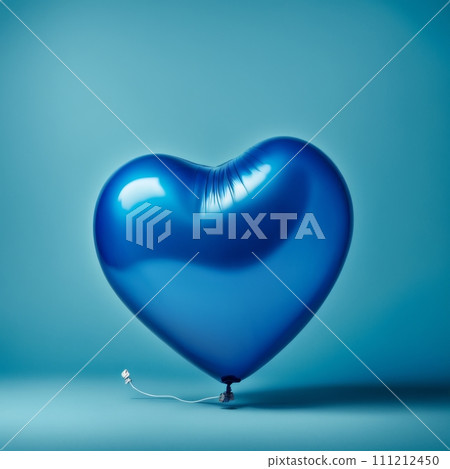 Blue color Heart shaped balloons isolated on Blue background 111212450