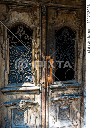 Old door in Tbilisi's downtown 111212698