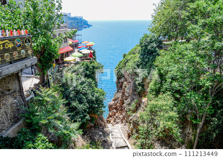 Gorge in rocks overlooking the sea Gorge in rocks overlooking the sea 111213449