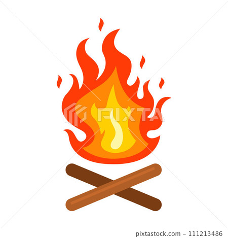 The icon of the bonfire is burning wooden firewood. 111213486