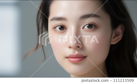 close up of woman's face 111213509