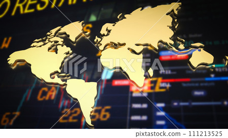 The world map on Business chart Background for geopolitics concept 3d rendering. The world map on Business chart Background for geopolitics concept 3d rendering. 111213525