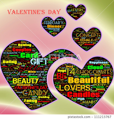Word Cloud of the Happy Valentine's Day as background Word Cloud of the Happy Valentine's Day as background 111213767