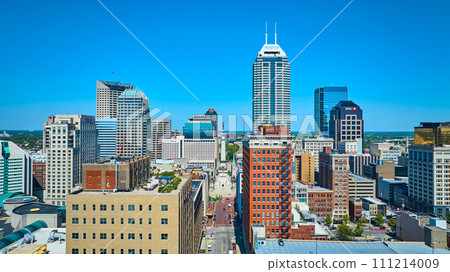 Aerial View of Indianapolis Skyline with Monument Circle and Historic Buildings 111214009