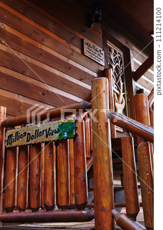 Rustic Cabin Porch with Million Dollar Views Sign, Gatlinburg Cabin Retreat 111214100