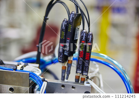 Industrial Pressure Gauges with Digital Readouts in Factory Setting 111214245