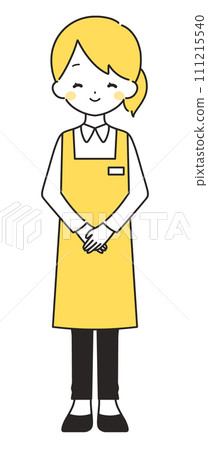 Yellow | Female clerk folding her hands with a smile | Apron Yellow | Female clerk folding her hands with a smile | Apron 111215540
