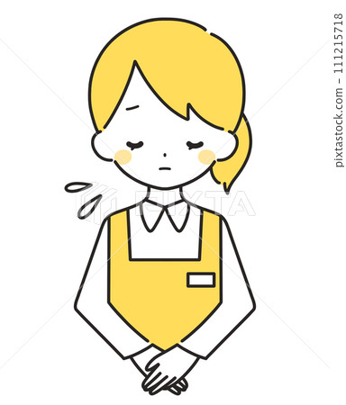 Yellow | Female clerk bowing and apologizing | Apron Yellow | Female clerk bowing and apologizing | Apron 111215718