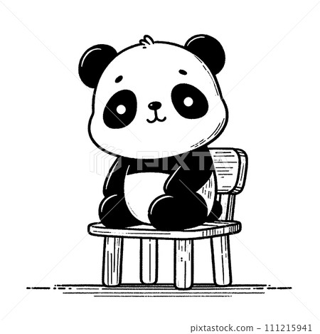熊貓坐在椅子上 111215941