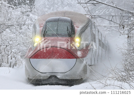 秋田新幹線穿越白雪皚皚的仙岩峠 秋田新幹線穿越白雪皚皚的仙岩峠 111216025