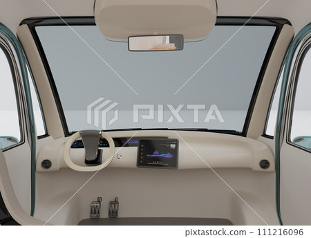 配備數位駕駛艙的電動送貨車的內部圖像。 111216096