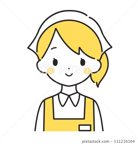 Yellow | Female clerk wearing a smiling triangular sling | Apron 111216104