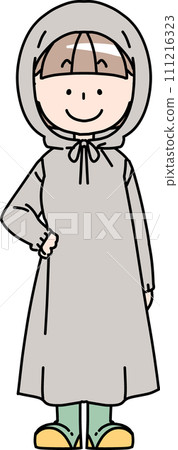woman wearing a raincoat 111216323