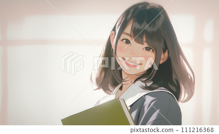 Female student wearing school uniform AI generated image 111216368