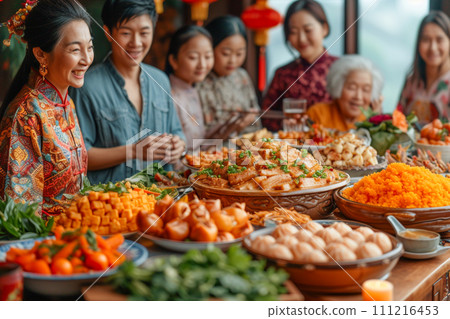 Scene of a family gathering to celebrate 111216453