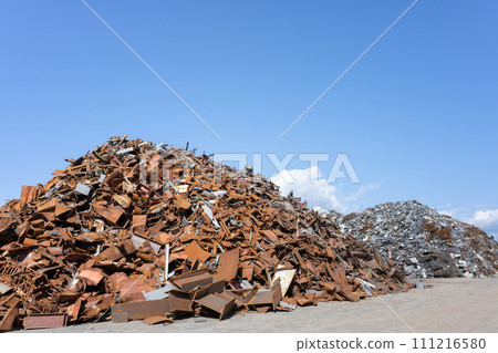 Industrial waste yard garbage pile scrap 111216580