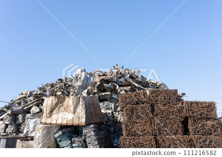 Industrial waste yard garbage pile scrap 111216582