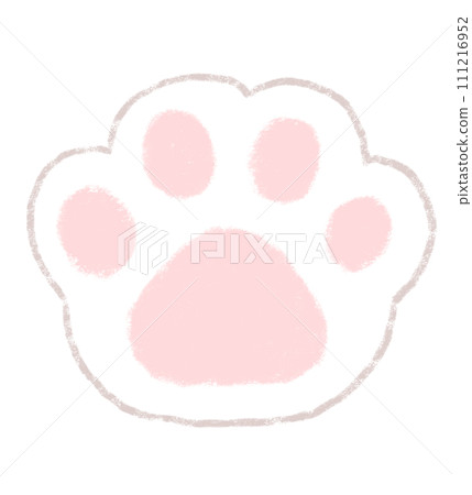 Pink paw icon crayon touch white 111216952