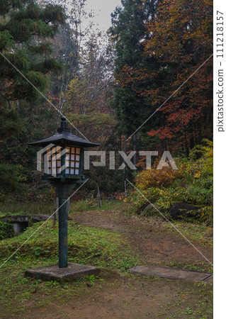 Autumn leaves at Tatsukoku Bishamondo Temple in Hiraizumi-cho, Nishiiwai-gun, Iwate Prefecture, Japan Autumn leaves at Tatsukoku Bishamondo Temple in Hiraizumi-cho, Nishiiwai-gun, Iwate Prefecture, Japan 111218157