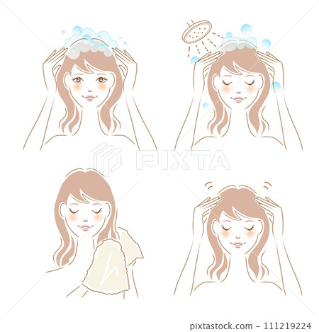 做洗髮精和頭皮按摩的女人 111219224