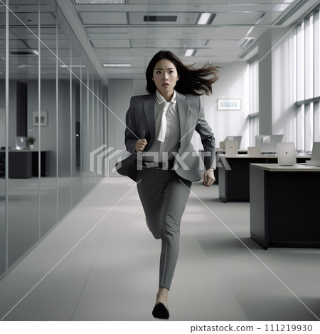 AI image generation woman running in the office 111219930