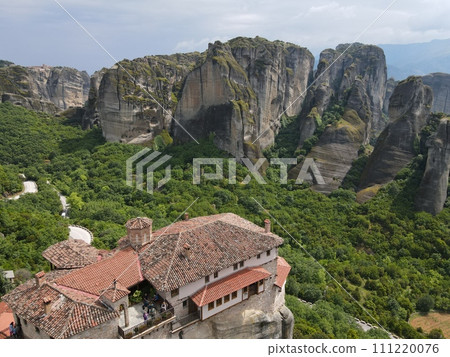 Hanging monastery at Meteora of Kalampaka in Greece 111220076
