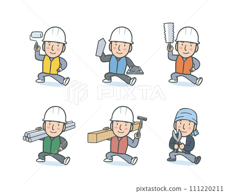 Illustration set of gate craftsmen 111220211