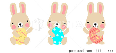Easter bunny rabbits with baby chicks and Easter eggs, Welcome spring season, Easter bunny rabbits with baby chicks and Easter eggs, Welcome spring season, 111220353