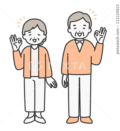 Illustration material of a senior person giving an OK sign Illustration material of a senior person giving an OK sign 111220825