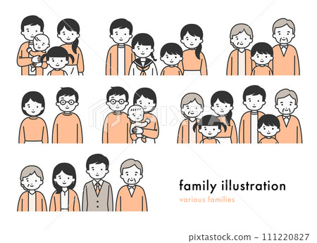 Illustration material of various families and groups of people Illustration material of various families and groups of people 111220827