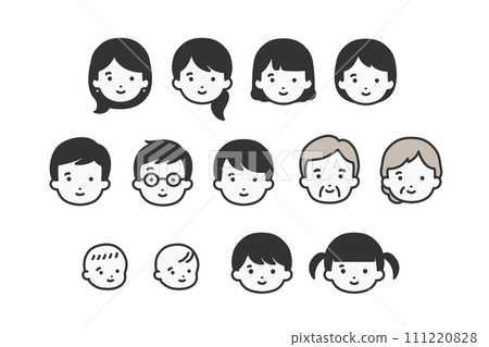 Various people's face icon illustration materials Various people's face icon illustration materials 111220828
