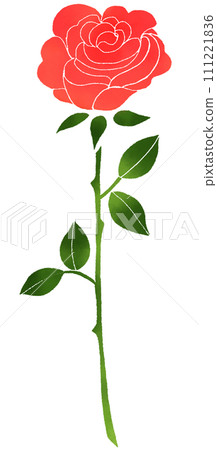 水彩風格的單朵玫瑰插圖 水彩風格的單朵玫瑰插圖 111221836