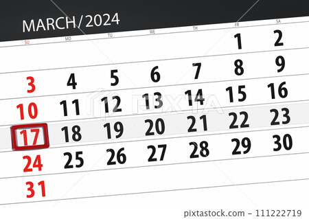 Calendar 2024, deadline, day, month, page, organizer, date, March, sunday, number 17 111222719