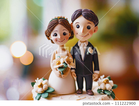 Bride and Groom Wedding Cake Topper Figurines 111222900