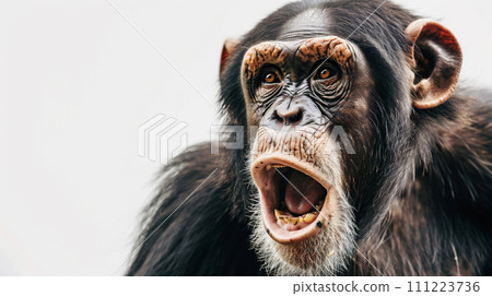 Chimpanzee with a surprised expression Chimpanzee with a surprised expression 111223736