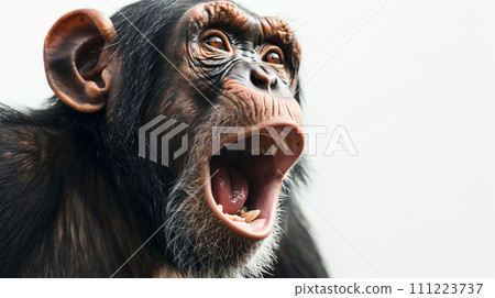 Chimpanzee with a surprised expression Chimpanzee with a surprised expression 111223737