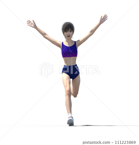 Female athlete in running wear posing perming3dcg illustration material 111223869